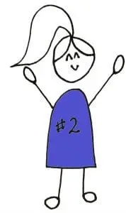 Stick figure wearing a #2 jersey, ready to tackle your to-do list and find work life balance.