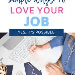 Woman writing a check at her desk, "4 Simple Ways to Love Your Job