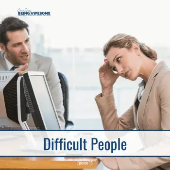 Frustrated woman listening to a man at work. Difficult People Episode 18.
