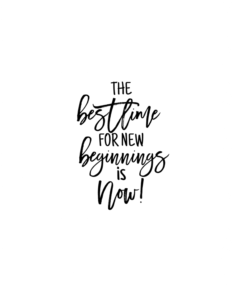 Inspirational quote: "The best time for new beginnings is Now!