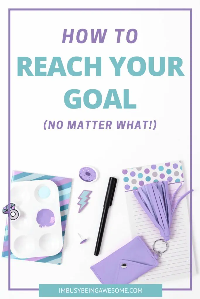 How to reach your goal blog image with paint palette, pen, and notepad.
