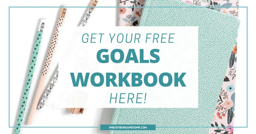 Get Your Free Goals Workbook Here! Notebooks and pencils.