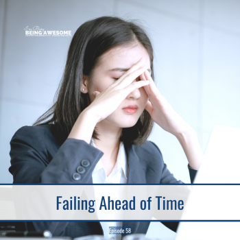 Stressed woman at laptop, "Failing Ahead of Time.