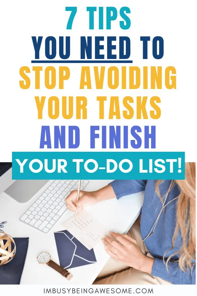 7 tips to stop avoiding tasks and finish your to-do list. Woman writing on a check.