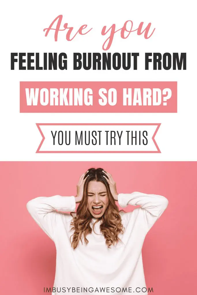 Burnout from working hard? Frustrated woman with hands on head.