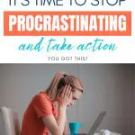 Woman with ADHD procrastinating in front of laptop. Text: "Have ADHD? It's time to stop procrastinating and take action.