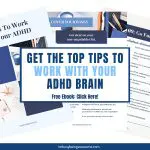 Tips to work with your ADHD brain ebook cover graphic.