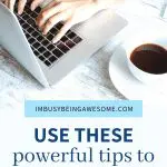 Typing on laptop with coffee, ADHD organization tips.