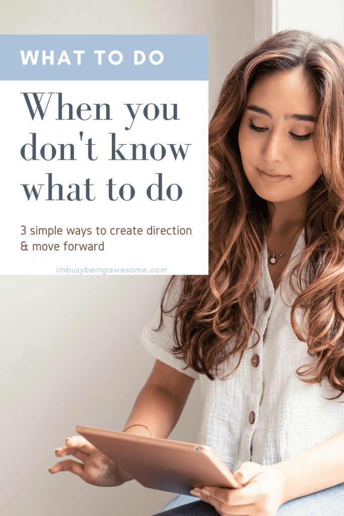 Woman looking at tablet with text: "What to do When you don't know what to do.