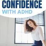 Woman with ADHD looking stressed, considering decisions. Text: Start making decisions with confidence with ADHD.