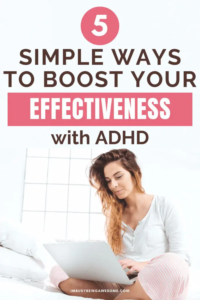 5 Simple Ways to Boost Effectiveness with ADHD: Woman using laptop.