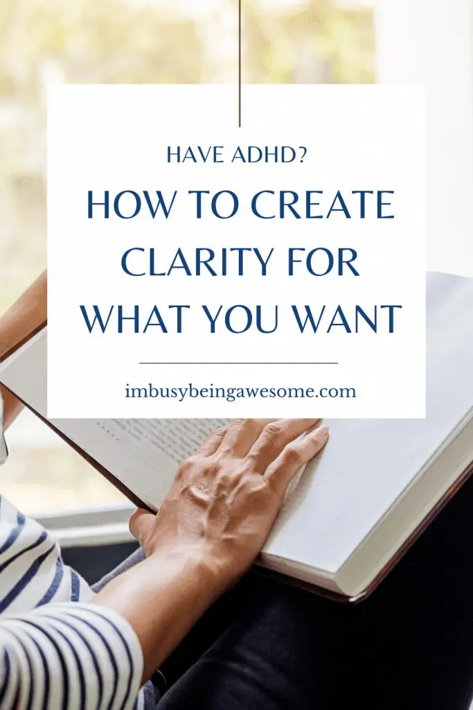 Person reading a book, text: Have ADHD? How to create clarity.