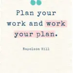 Plan your work and work your plan - Napoleon Hill