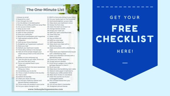 One Minute Rule, organization, time management, happiness, strategy, Gretchen Rubin, happiness project, easy, chores, cleaning, tasks, 