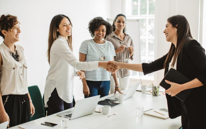 woman starting new job - meeting people