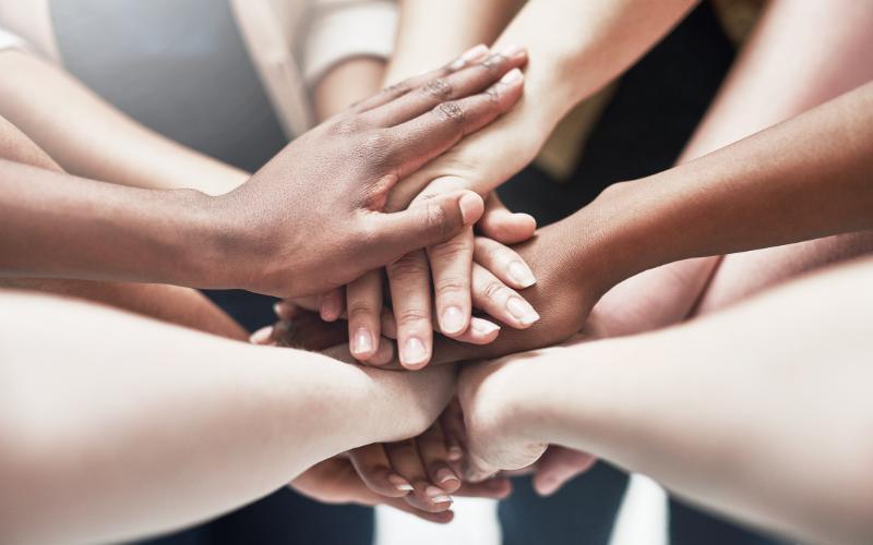 hands showing support