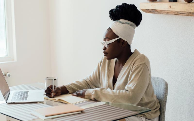 woman working at desk