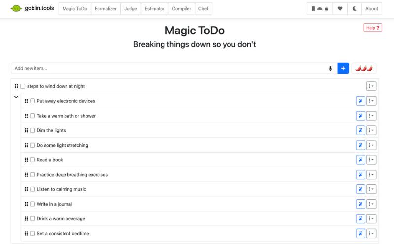 Goblin.tools screenshot