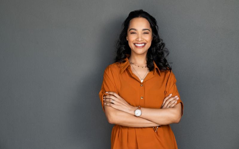 woman looking proud and confident