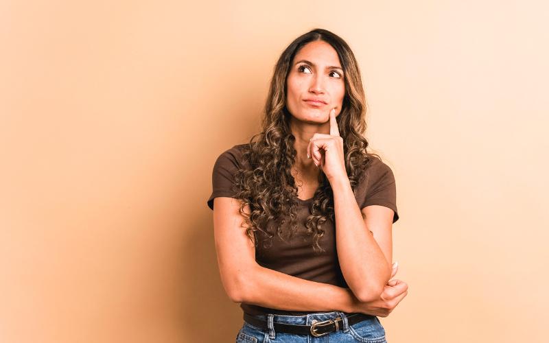 woman looking like she has a question