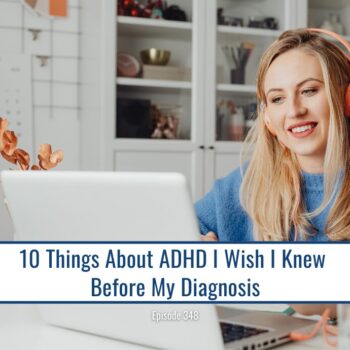 Woman with headphones working on a laptop, discussing ADHD diagnosis.