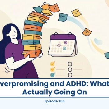 Woman with ADHD overpromises, struggling with tasks and calendar.